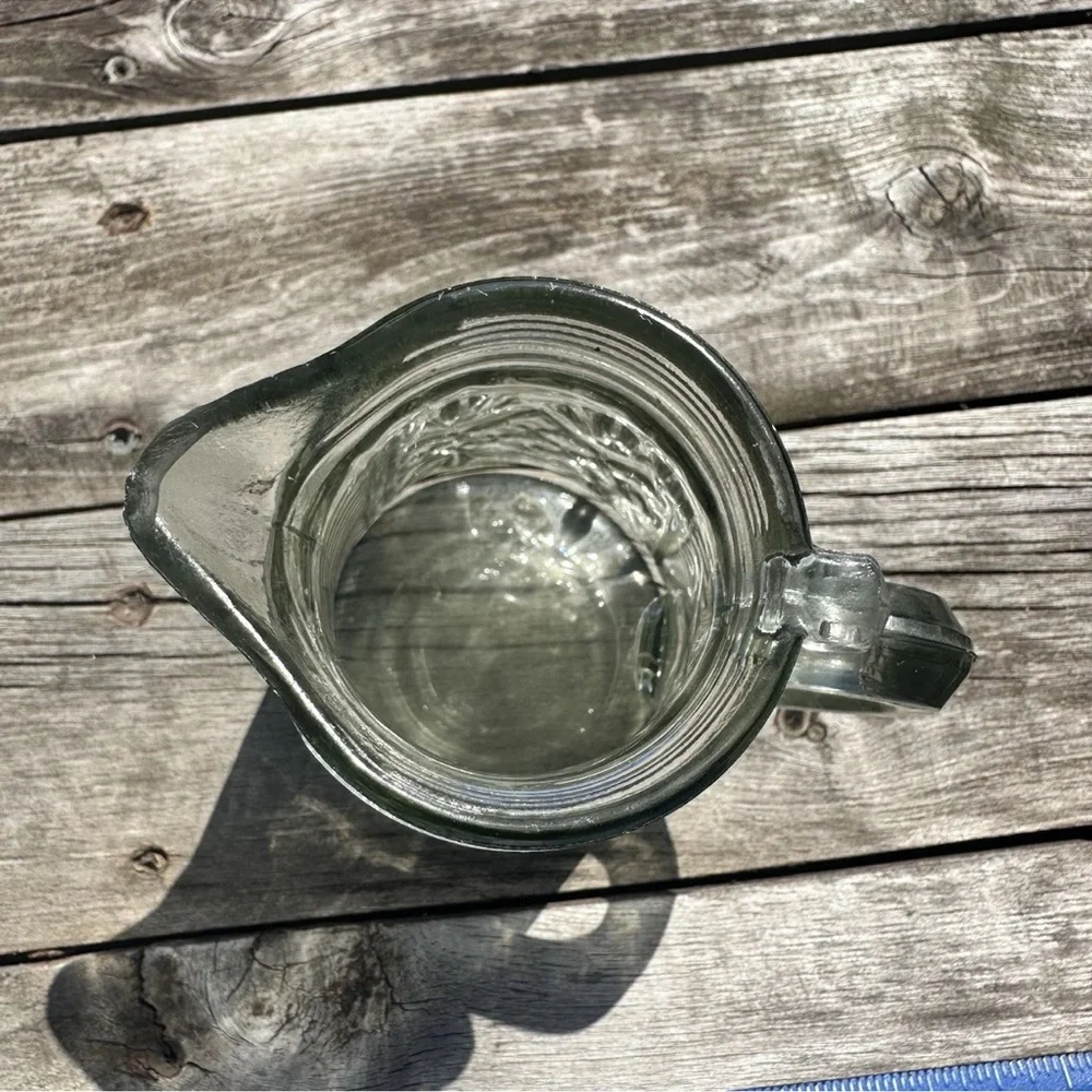 Vintage Anchor Hocking Crown Point Glass Pitcher Pint Size Clear Diamond Pattern